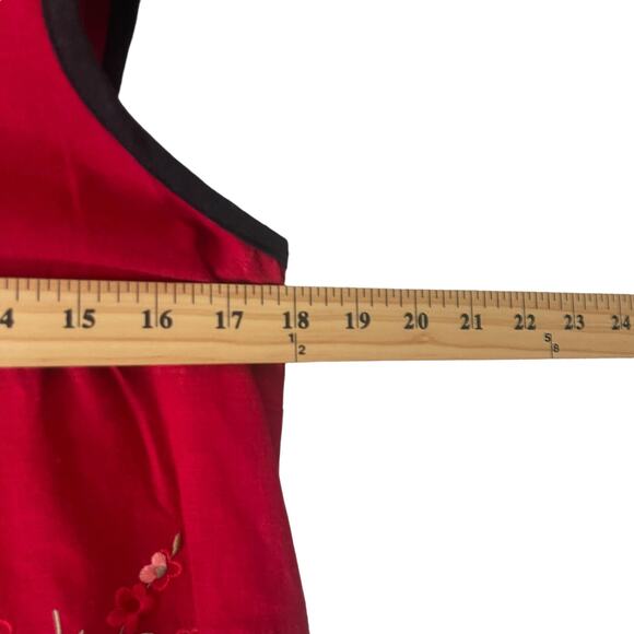 Ease Sport Vintage 90s Size 8 Linen Blend Casual Black‎ Red Floral Maxi Dress - Picture 8 of 9